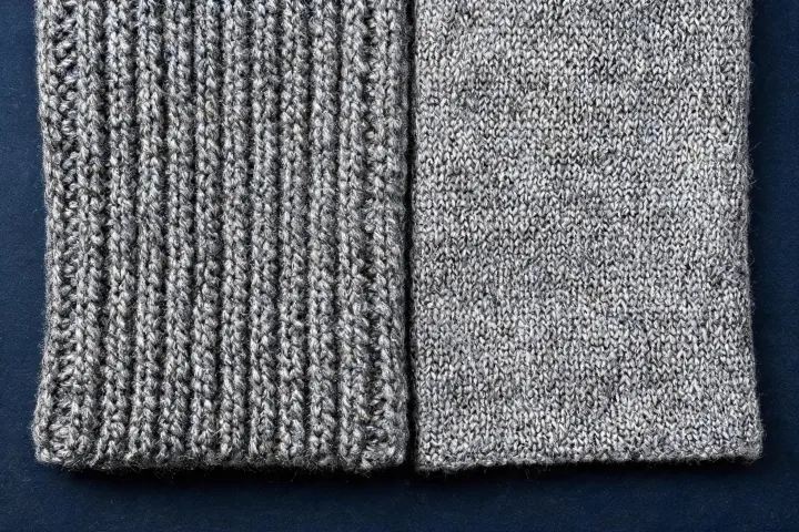 Macro knit construction samples for a beanie material comparison